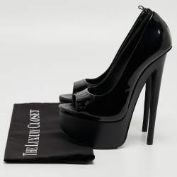 Pre Owned Giuseppe Zanotti Black Patent Leather Peep Toe Platform Pumps Size 37