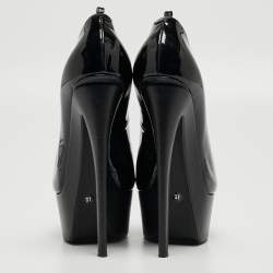 Pre Owned Giuseppe Zanotti Black Patent Leather Peep Toe Platform Pumps Size 37