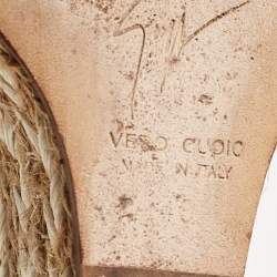 Pre Owned Giuseppe Zanotti Black Suede Espadrille Wedge Ankle Strap Peep Toe Pumps Size 40