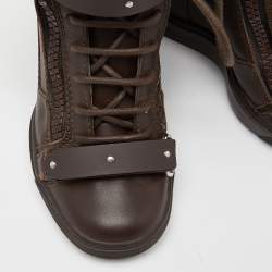 مملوكة مسبقًا حذاء رياضي جوسيبي زانوتي كوبي جلد أحمر عنق مرتفع مقاس 39