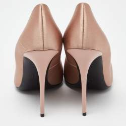 Pre Owned Giuseppe Zanotti Pink Satin and Leather Crystals Embellished Lucrezia Pumps Size 41