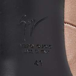 Pre Owned Giuseppe Zanotti Pink Satin and Leather Crystals Embellished Lucrezia Pumps Size 41