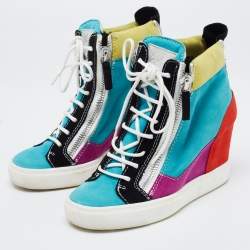 Giuseppe Zanotti Multicolor Suede High Top Sneakers Size 35