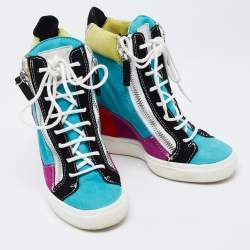 Giuseppe Zanotti Multicolor Suede High Top Sneakers Size 35