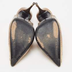 Pre Owned Giuseppe Zanotti Metallic Golden Python Embossed Leather Slingback Pumps Size 39