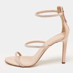 مملوكة مسبقًا Giuseppe Zanotti Beige Suede Rhinestone Harmony Sandals Size 38.5