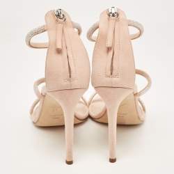 مملوكة مسبقًا Giuseppe Zanotti Beige Suede Rhinestone Harmony Sandals Size 38.5