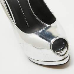Giuseppe Zanotti Silver Leather Sharon Platform Pumps Size 40