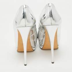 Giuseppe Zanotti Silver Leather Sharon Platform Pumps Size 40