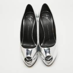Giuseppe Zanotti Silver Leather Sharon Platform Pumps Size 40