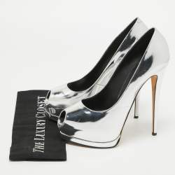Giuseppe Zanotti Silver Leather Sharon Platform Pumps Size 40