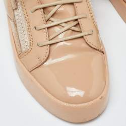 مملوكة مسبقًا Giuseppe Zanotti Beige Patent Leather Frankie Sneakers Size 40