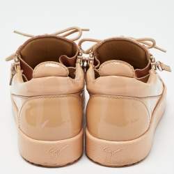 مملوكة مسبقًا Giuseppe Zanotti Beige Patent Leather Frankie Sneakers Size 40