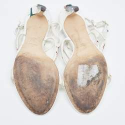 مملوكة مسبقًا Giuseppe Zanotti White Leather Embellished Strappy Sandals Size 41