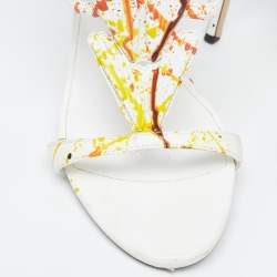 مملوكة مسبقًا Giuseppe Zanotti White Leather Embellished Strappy Sandals Size 41