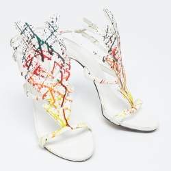 مملوكة مسبقًا Giuseppe Zanotti White Leather Embellished Strappy Sandals Size 41