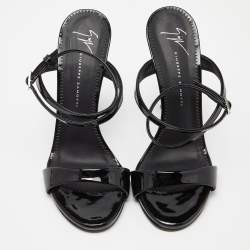 Giuseppe Zanotti Black Patent Leather Slingback Sandals Size 36.5