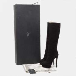 Pre Owned Giuseppe Zanotti Black Suede Knee Length Boots Size 36