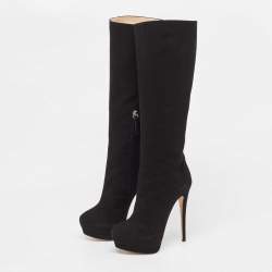 Pre Owned Giuseppe Zanotti Black Suede Knee Length Boots Size 36