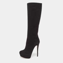 Pre Owned Giuseppe Zanotti Black Suede Knee Length Boots Size 36