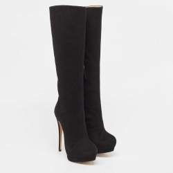 Pre Owned Giuseppe Zanotti Black Suede Knee Length Boots Size 36
