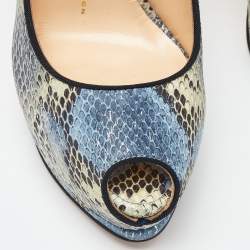 Giuseppe Zanotti Tricolor Embossed Python Sharon Peep Toe Pumps Size 38