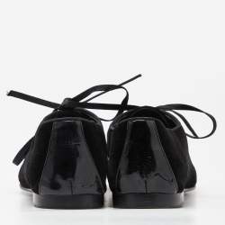 Pre Owned Giuseppe Zanotti Black Velvet Metal Cap Toe Oxfords Size 38