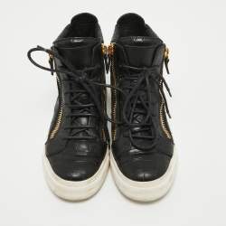 Giuseppe Zanotti Black Croc Embossed Leather High Top Sneakers Size 35.5