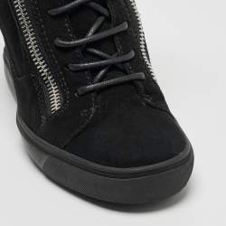 مملوكة مسبقًا Giuseppe Zanotti Black Suede High Top Wedge Sneakers Size 40