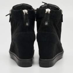 مملوكة مسبقًا Giuseppe Zanotti Black Suede High Top Wedge Sneakers Size 40