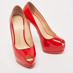 Pre Owned Giuseppe Zanotti Red Patent Leather Sharon Pumps Size 40