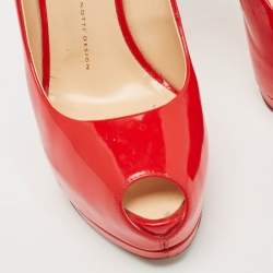 Pre Owned Giuseppe Zanotti Red Patent Leather Sharon Pumps Size 40