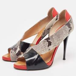 Giuseppe Zanotti Tricolor Embossed Snakeskin and Patent Leather Open Toe D'orsay Pumps Size 40.5