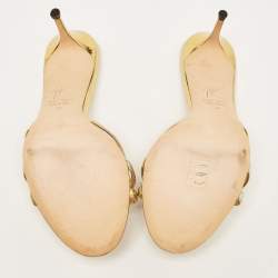 Pre Owned Giuseppe Zanotti Gold Patent Leather Knot Crystals Slip On Sandals Size 39