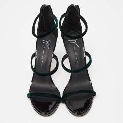 Giuseppe Zanotti Green Velvet Harmony Ankle Strap Sandals Size 38