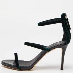 Giuseppe Zanotti Green Velvet Harmony Ankle Strap Sandals Size 38