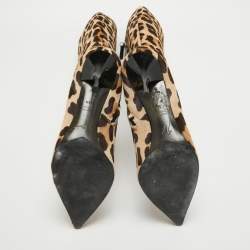 Pre Owned Giuseppe Zanotti Beige/Brown Calf Hair Knee Length Boots Size 38.5