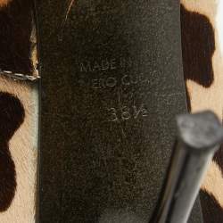 Pre Owned Giuseppe Zanotti Beige/Brown Calf Hair Knee Length Boots Size 38.5