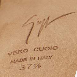 مملوكة مسبقًا Giuseppe Zanotti Blue Patent Leather Peep Toe Platform Pumps Size 37.5