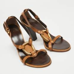 Giuseppe Zanotti Brown Leather Ankle Strap Sandals Size 40