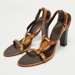 Giuseppe Zanotti Brown Leather Ankle Strap Sandals Size 40