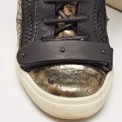 Giuseppe Zanotti Metallic Python Embossed Wedge Sneakers Size 38