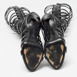 مملوكة مسبقًا Giuseppe Zanotti Black Leather Gladiator Sandals Size 37