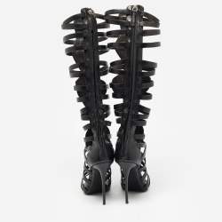 مملوكة مسبقًا Giuseppe Zanotti Black Leather Gladiator Sandals Size 37
