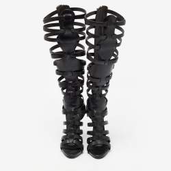 مملوكة مسبقًا Giuseppe Zanotti Black Leather Gladiator Sandals Size 37