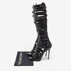مملوكة مسبقًا Giuseppe Zanotti Black Leather Gladiator Sandals Size 37