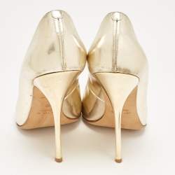 Pre Owned Giuseppe Zanotti Gold Patent Leather Pointed Toe Pumps Size 40