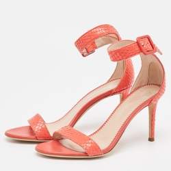 Giuseppe Zanotti Coral Pink Snakeskin Embossed Leather Neyla Sandals Size 36