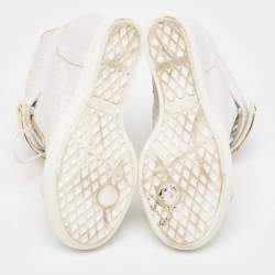 Pre Owned Giuseppe Zanotti White Croc Embossed Leather Wedge High Top Sneakers Size 36