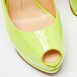 Giuseppe Zanotti Neon Green Patent Leather Sharon Peep Toe Pumps Size 39